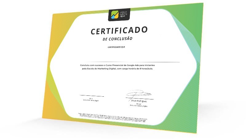 Certificado do curso Google Ads para Iniciantes